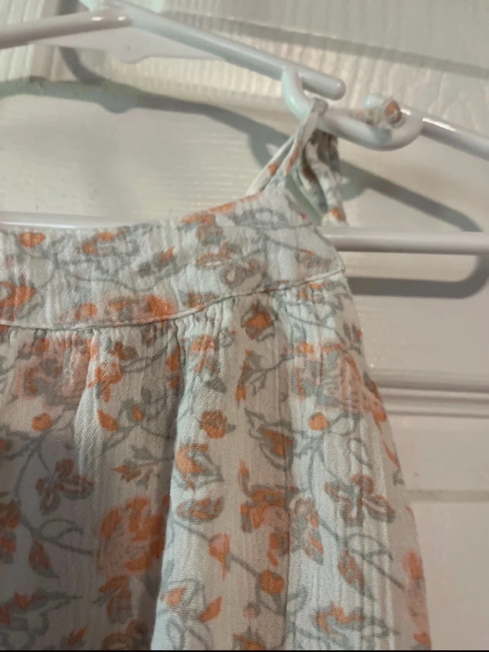 7 For All Mankind Cream Romper with Orange Floral Print